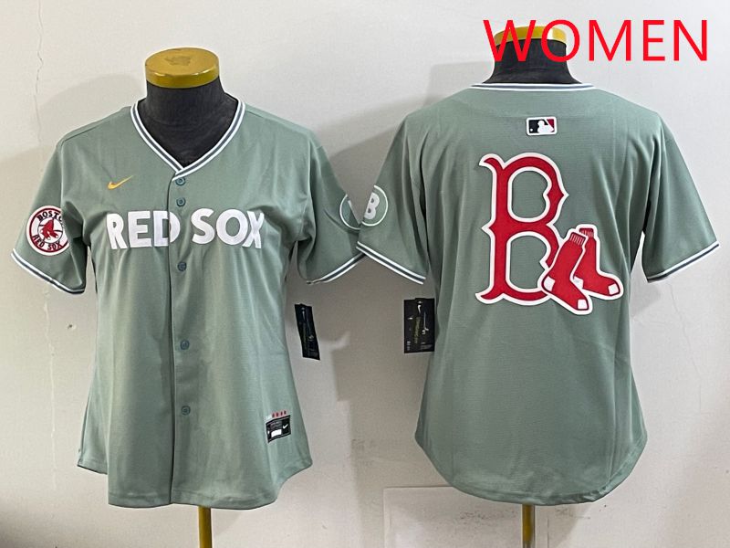 Women 2025 Boston Red Sox Blank Green Joint Name Nike MLB Jersey style 6